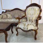 مبل حصیری سلطنتی 7 نفره با چوب گردو - تصویر 2